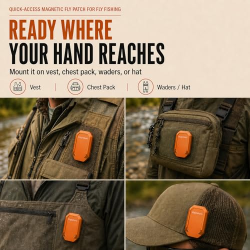 Fly Fishing Accessories Magnetic Fly Patch for Fly Fishing, Quick-Access Holder, Aluminum Card-Style Backplate, Easy Pickup with Wet Hands for Vest, Chest Pack, Waders,or Hat - color: Orange