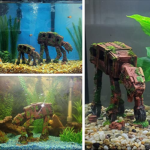 fazhongfa Fish Tank Decorations Star Wars Aquarium Accessories Small to Large Fish Tank Resin Decor for Betta Goldfish Hideouts Cave Hide Ornament Backgrounds (at-Large) - size: Large