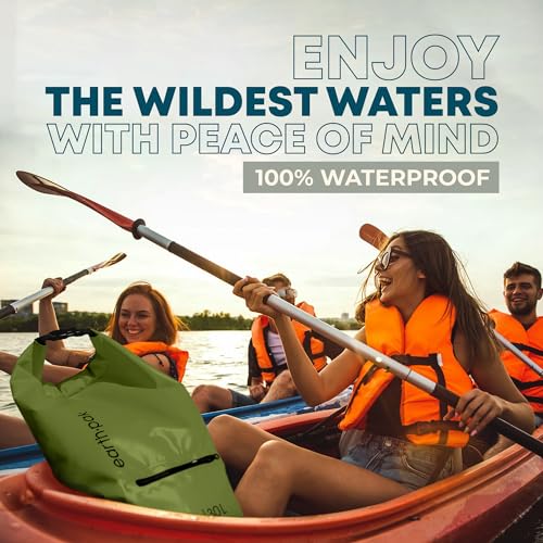 Earth Pak Waterproof Dry Bag with Zippered Pocket - Waterproof Dry Bag Backpack Keeps Gear Dry - color: Forest Green, size: 20L