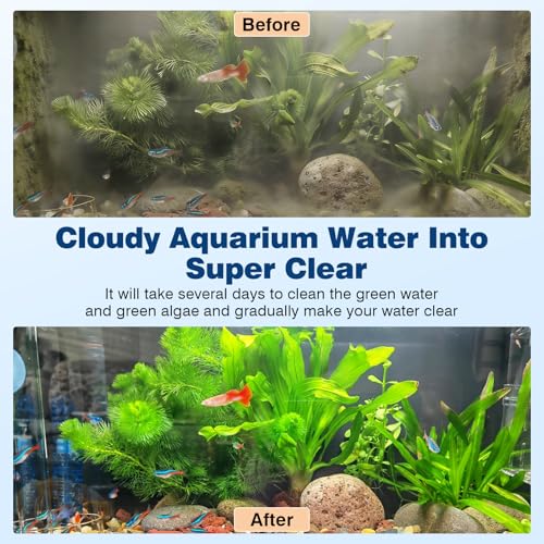 hygger 7W Aquarium U-V Light with Timer, 360° Protective Shield Clean Lamp for Green Water & Algae, Amphibian Small U-V Light for 30-130 Gal Freshwater & Saltwater Fish Tanks - size: 7.09inch