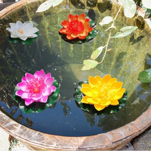 4PCS Artificial Floating Lotus Flowers – EVA Foam Pond Decor for Aquariums & Gardens