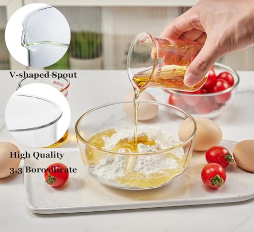 High Borosilicate Glass Measuring Cup-V-Shaped Spout，Glass Measuring Beaker for Kitchen or Restaurant, Easy to Read, 150 ML (5 Oz)-Pack of 2 - size: 150ML(5.0OZ)-Pack of 2