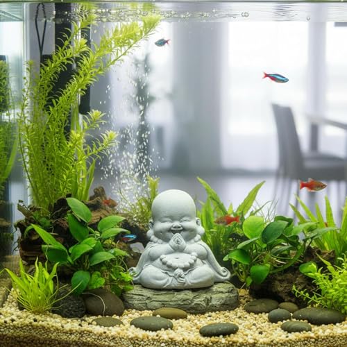 Asian Aquarium Buddha Figurines Mini Stone Buddha Statue for Zen Garden Fish Tank Sculptures Decorations,Gift