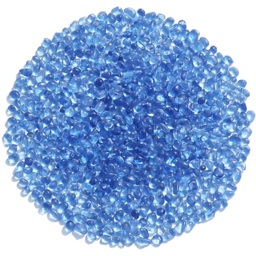 QYGL Sea Glass Stones - Light Blue Clear Glass Pebbles Gemstones - Perfect for Aquarium Rocks, Fish Tank Gravel, Vase Fillers, DIY Crafts, and Home Decor (0.9LB/14oz) - color: Light Blue