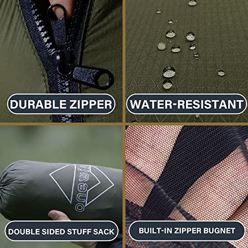 Onewind Airstream Camping Hammock with Mosquito Net and Windsock, Portable Hammock with Tree Straps and Bugnet for Winter Camping, Hiking, Backpacking, OD Green - color: Od Green Wth Wind Sock, size: 11' x 64"