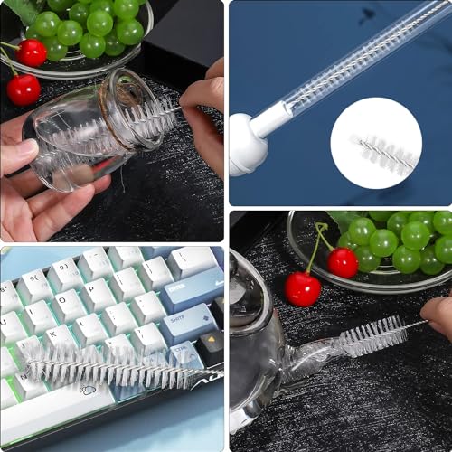 Ixiaoyoo Straw Cleaner Brush Set, 12-Piece 11.8 Inch Long Botthle Cleaning Brush, Nylon Tube Brush Kit for Straws on Tumbler, Water Bottle, Sippy Cup and Pipes, Tubes or Tea Pot Spout - color: 11.8 Inch White Cleaning Brushes