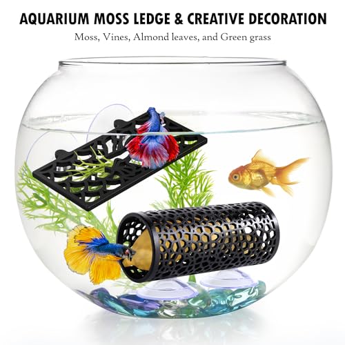Abizoo Betta Fish Tank Accessories Decorations, Betta Tunnel Swim Tube Black Soft Edged Betta Hammock Bed, Shrimp Guppies Hideout Shelter Toys, Aquarium Moss Ledge - Perfect For Betta Tanks - color: Black