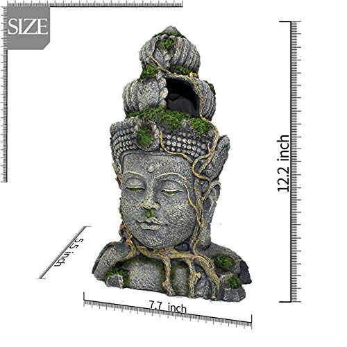 Aquarium Buddha Head Statue Decorations,Fish Tank Resin Large Buddha Sculpture Ornament,Betta Hideout Cave Sleep Rest Play for Small Fish Shrimp Lizard Gecko Small Reptile(3 Pack)