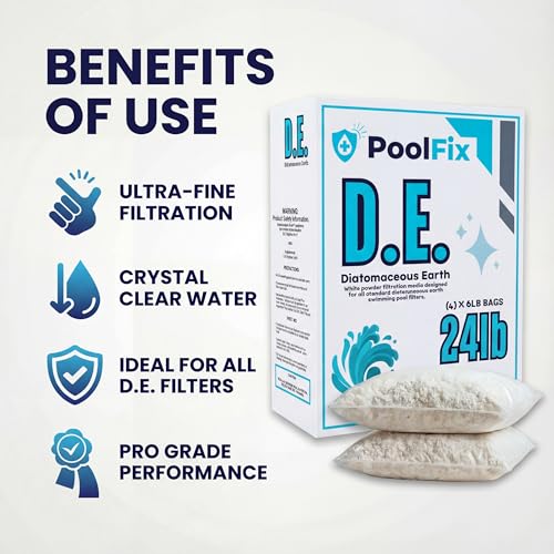 DE Pool Filter Powder – Diatomaceous Earth Pool Filtration Media – DE Filter Powder for Water Clarity - 12LB Bags for Crystal Clear Swimming - size: 12 Pounds