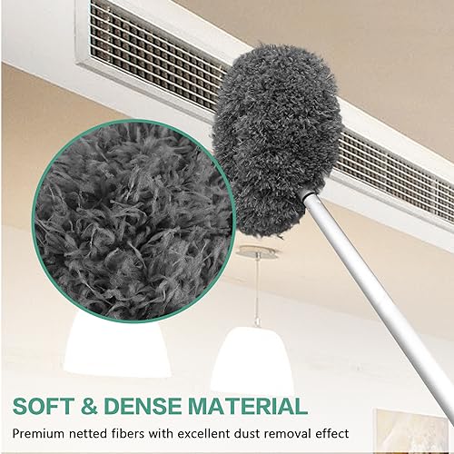 Ceiling Fan Cleaner Duster Reusable Microfiber Ceiling Fan Blade Cleaner Removable Duster with Extension Pole Adjusts 13 to 49.7 Inch for Cleaning Walls Bookshelves Furniture Door Window Top (Gray) - color: Gray