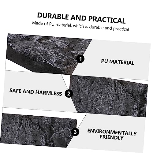 Kisangel PU Material 3D Stone Background Board for Reptile Tank Decoration Realistic Turtle Aquarium Backdrop Sturdy Reptile Habitat Accessory Easy to Install - color: Black