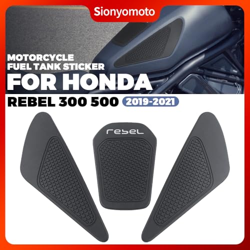 Fuel Gas Tank Pad Protector Stickers Decal Set Compatible with Rebel CMX250/CMX300/CMX500/CMX1100 2019 2020 2021 2022 2023- Anti-Slip Protective Kit, Black | 3-Piece