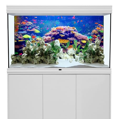 AWERT Undersea Theme Aquarium Background 36x18 inches Polyester Background Colorful Coral Tropical Fish Underwater World Fish Tank Background - size: 36x18in/90x45cm