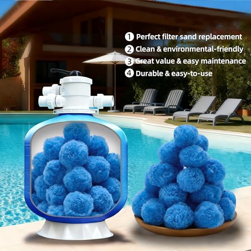 YUAN LIN 2026 Upgraded 3.1 lbs Pool Filter Balls for Sand Filter – Reusable Fiber Media, Replaces 100 lbs of Sand, Lasts Several Seasons – Blue - color: Blue