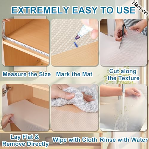 Hersvin Shelf Liners, 23.6x196.9 Inch EVA Non-Adhesive Drawer Mats, Cupboard Pad, Kitchen Cabinet Lining Fridge Cushion for Home Office (Clear/Dot, 60x500cm) - color: Clear Dot, size: 23.6"W x 197"L