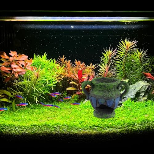 1 Pcs Aquarium Decorations Rock, Fish Tank Resin Ornaments, Shrimp Hollow Hideout House, Fish Shrimp Tank Decor Cave for Hiding, Vase Design - size: 3.9"x2.5"x3"/100x64x77mm(LxWxH)