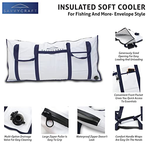 Savvycraft Waterproof Leakproof Insulated Fish Kill Bag, Heavy Duty Soft Fish Storage Bag with Easy Grip Handles, White 40" L x 20" H - style: Envelop: 40"l X 20"h