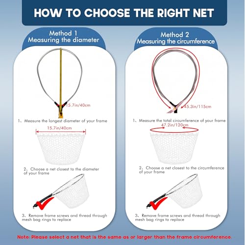 Riverruns Rubber Net Replacement with Repair Kit Fly Fishing Net Replacement Knotless Netting Bag for Rubber Fishing Net, Catch & Release - color: Transparent, size: 15.7" Dia x 13.8" Depth (47.2" Circumference)