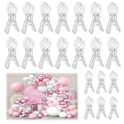 20 Pack Plastic Transparent Balloon Arch Clips for Backdrop | 3.5 Inch Heavy-Duty Spring Clamps for Birthday Decoration Accessories Beach Towels Crafts Swimming Pool Photography Studios - color: Transparency