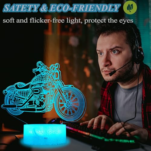 Motorcycle Gifts, Motorcycle Night Light, Motorbike 3D Illusion Lamp, 16 Colors Changing, Timer, 4 Flash Modes and Dimmable，LED, Kids Room Decoration, Xmas Birthday Gifts - color: Color 2