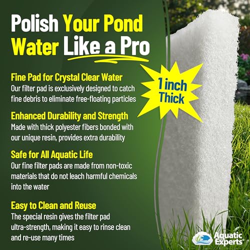 Aquatic Experts Classic Koi Pond Filter Pad FINE - White Bulk Roll Pond Filter Media, Ultra-Durable Pond Filters for Outdoor Ponds, Reusable Fish Pond Filter Material, USA, (3/4" - 1" x 18" x 72") - size: 18" x 72"