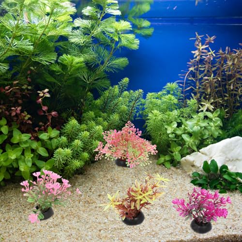 20PCS Artificial Water Plants Fish Tank Adornment Realistic Water Grass Model Aquarium Supplies Decorative Aquatic Plants Mixed Style for Fish Tank Decoration