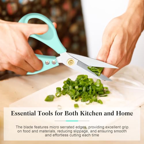 All Purpose Kitchen Scissors, Kitchen Shears Heavy Duty - Dishwasher Safe Food Scissors- Multipurpose Cooking Shears for Meat Poultry Food, Herbs, and Fish, Comfort Grip Handles, Green - color: Green
