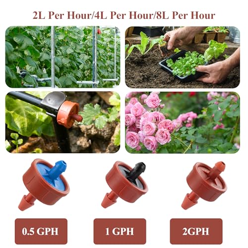 30Pcs 2GPH Pressure Compensating Irrigation Spot Drippers,Constant Flow Barb Outlet Watering Dripper Emitters Heads Parts for 1/4 Inch Watering Tubing Line for Garden Pots Plant Irrigation Systems - color: 2 GPH 30PCS