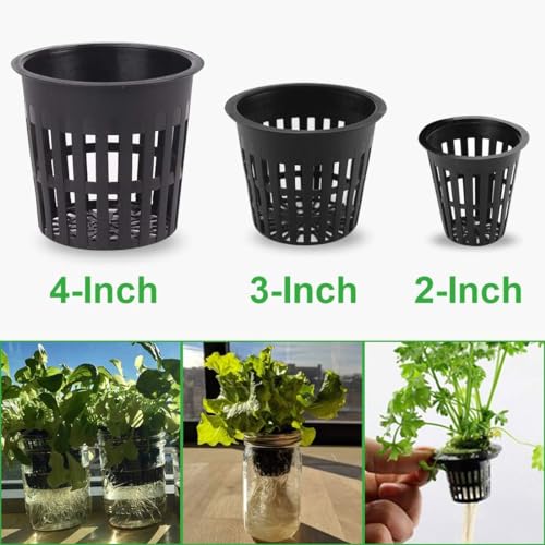 GROWNEER Net Pot 50 Pcs 3 Inch Garden Slotted Mesh Net Cups, Heavy Duty Hydroponic Pots Supplies with 50Pcs Plant Labels, Aquaponics Planting Growing Basket for Indoor Outdoor - size: 3 Inches, style: 50 PCS