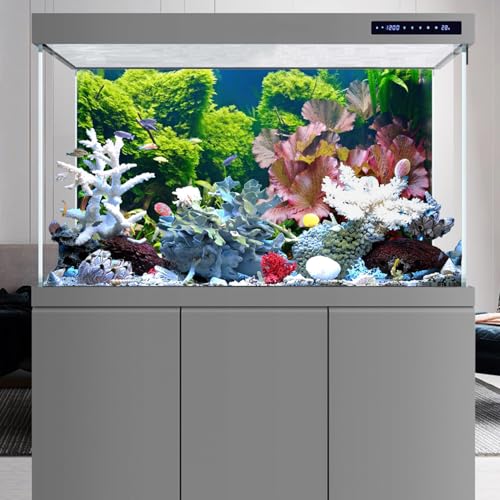 AWERT 48x18 inches Aquatic Plant Aquarium Background River Bed & Lake Fish Tank Background Vinyl - size: 48x18in/120x45cm