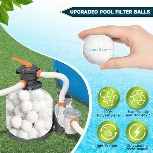 YAZ&OUZ 5.0 Lbs Pool Filter Balls for Sand Filter, Reusable Eco-Friendly Sand Filter Balls (Equals 225lbs Pool Filter Sand), Pool Filter Media Balls with Wash Bag, Filter Balls for Swimming Pools