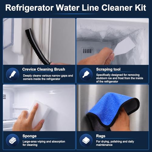 XANGNIER 10 Pcs Refrigerator Water Line Cleaning Kit,Refrigerator Drain Cleaner Tool–55.6 Inch Flexible Drain Brush,Syringe,Unclog Fridge&Ice Maker Cleaner Tools for Ice Dispenser,Sink,AC Drain Line - size: 10 pcs