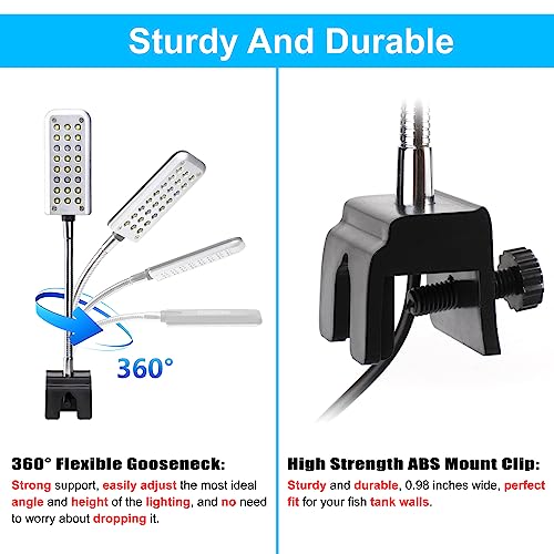 DaToo Aquarium Light Small LED Clip Light for Fish Tank 1.5W with Timer&Dimmer, 1 Yr Warranty - size: 1.5W (With Timer & Dimmer)