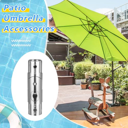 2 Pcs Patio Umbrella Pole Replacement Parts Outdoor, Fits for 1.5 Inches Diameter, Wear Resistant Push-Button Tilt Adjustment Metal Parasol Mounting Bracket Accessories for Yard Deck Balcony Garden