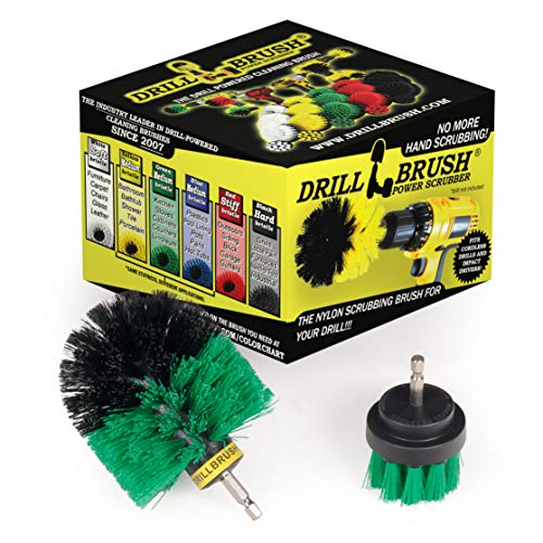 2 Piece Green Medium Stiffness Drill Rotary Cleaning Drillbrushes for Cleaning Kitchen, Cabinet, Counter, Linoleum, and General Purpose Scrubbing by Drillbrush - color: Green