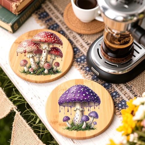 Peacoblue 18 Sheets Rub on Transfers for Crafts, Mushrooms and Poisonous Mushrooms 3.6"x3.9" UV DTF Cup Wraps Waterproof Cold Transfers Stickers for Wood Glass Metal Cup Tumblers Mirrors Home Decor - style: Mushrooms and Poisonous Mushrooms