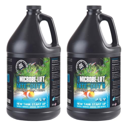 MICROBE-LIFT Nite-Out II Aquarium Bacteria for Start-up, Instantly Cycle Aquariums, Add Fish on Day 1, Rapid Ammonia and Nitrite Reducer for Freshwater & Saltwater Fish Tank, 1 Gallon 2-Pack - size: 1 Gallon (2 Pack)