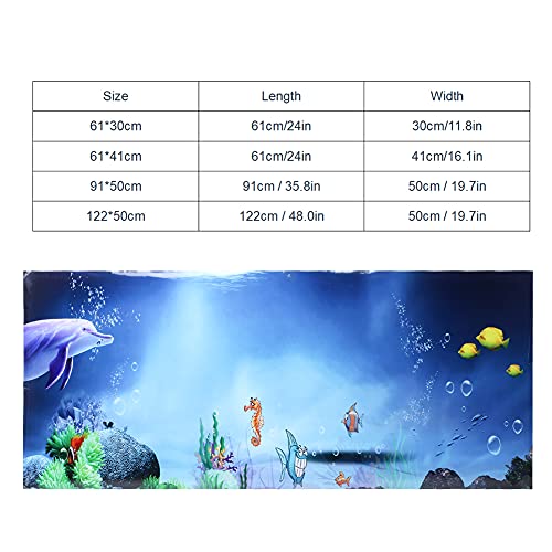 Aquarium Background Wall Sticker, PVC Self Adhesive Fish Tank Decoration, Thick Non Glare Fadeless Design with High Transparency for Freshwater and Saltwater (122 * 50cm) - size: 122*50cm