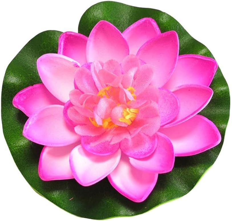 Artificial Floating Foam Lotus Flower with Water Lily Pad,Lifelike Pond Pool Lotus Ornaments,Realistic Ornament for Home Garden Pond Aquarium Decor，Artificial Plants and Flowers (Pink) - color: Pink