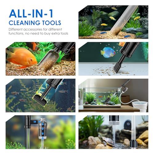 36W Fish Tank Vacuum Gravel Wash Water Circulation and Water Shower, Timed Off
