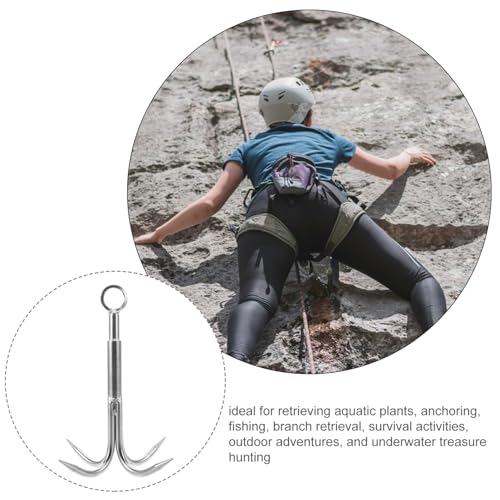 Kisangel Four-Claw Anchor Hook Stainless Steel Heavy Duty Grappling Hook for Freshwater Saltwater Fishing Outdoor Retrieval and Underwater Treasure Hunting 7.87X6.29X6.29 Inch