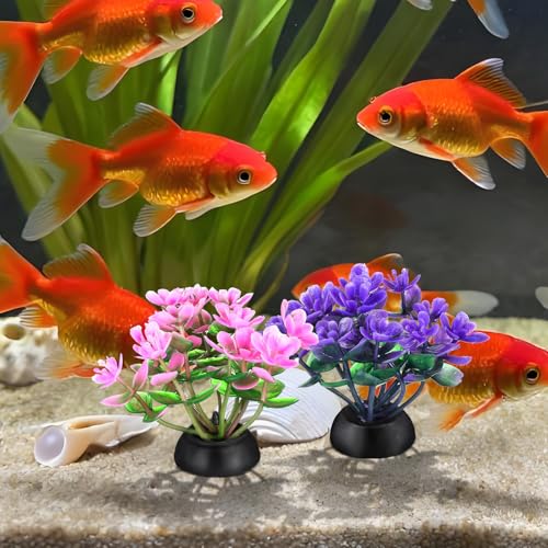 DOITOOL 40 Pcs Mini Aquarium Plants Bulk Fake Fish Tank Decorations Small Fish Tank Plants 2 to 3 Inch Approximate Height Plastic Artificial Aquatic Grass for Betta Turtle