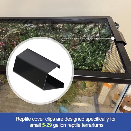 6PCS Reptile Screen Tank Clips, Terrarium Covers Heavy Duty Screen Clips for 5-29 Gallons, Reptile Aquarium Lid Clip, Screen Tank Metal Clip Escape for an Array of Reptiles from Terrarium