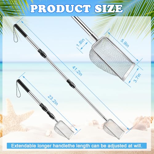 POILKMNI New Upgraded 2 Pcs Shark Tooth Sifter with Seashell Bags, Beach Sand Sifter, Sand Scoop Shell Scooper for Beach Scoop Shovel Sifter Tool for Picking Up Shells, Shark Tooth Sifter Dipper - color: Black