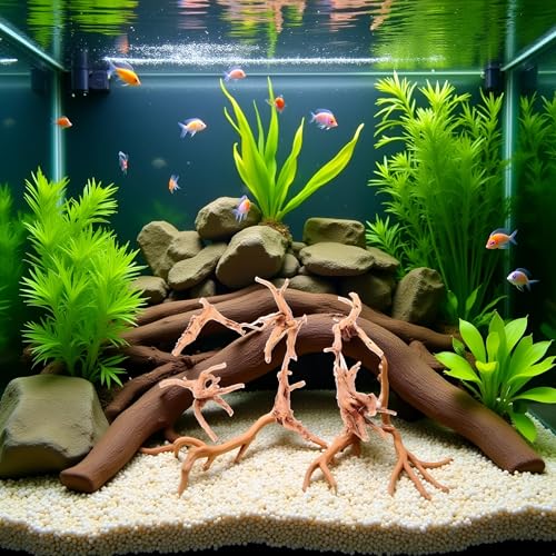 1Pc Natural Aquarium Driftwood Branches Wood Aquarium Trunk Driftwood Tree Fish Tank Log Decoration Plant Stump, Thematic Ornaments Assorted Size, Aquarium Décor (8-10cm)