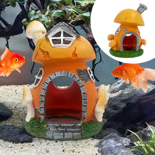 Erice Fish Tank Decorations, Cottage Ornament Shrimp Shelter Hideaway Cave, Aquarium Decorations, Mushroom Decor, Aquarium Décor for Shrimp Betta Goldfish and Reptiles (A), F4DS64F65DSF - color: A