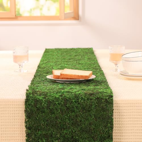 VAIPI 71" x 16" Dried Moss Table Runner - Rustic Green Natural Moss Mat for Table Decoration, Wedding, Party & Garden Decor - color: 71*16 Inch