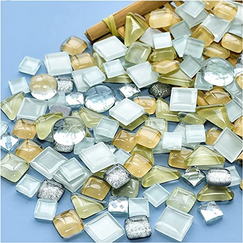 500g Mixed Color Irregular Crystal Mosaic Tiles,Tiny Mosaic Tile DIY Hobbies Children Handmade Crystal Craft for Craft Bathroom Kitchen Home Decoration DIY Art Projects,0.4X0.4 Inch (White Series) - color: White Series
