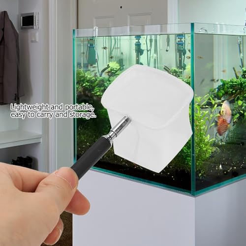 20-57.5cm Stainless Steel Adjustable Aquarium Fish Shrimp Net with Wall Hook Expandable Fishing Net for Tank Cleaning and Hexapod Catching - style: Black Square Net