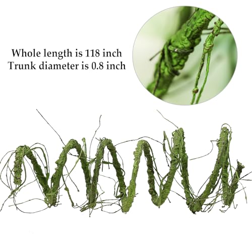 118 inch Medium Malleable Artificial Green Tree Branches Grapevine Garland Fake Cherry Blossom Tree Trunk Twigs for Wall Hanging Willow Ivy Home Room Wedding Decoraton - size: Medium
